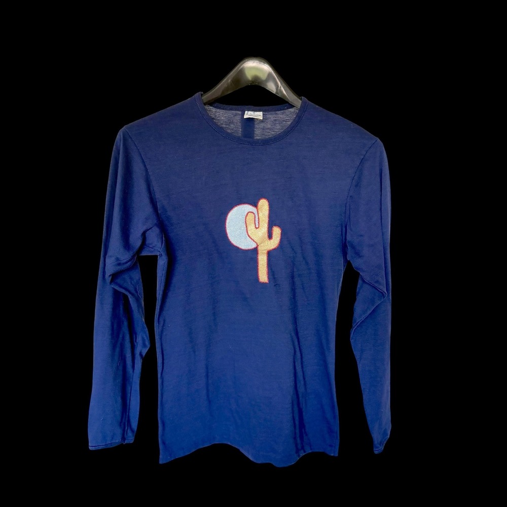 60's Vintage Towncraft Penneys Navy Blue Long Sleeve Cactus Moon T-Shirt M